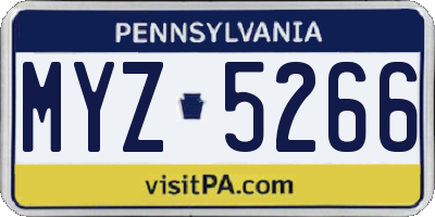 PA license plate MYZ5266