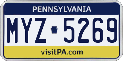 PA license plate MYZ5269