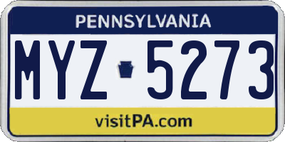PA license plate MYZ5273
