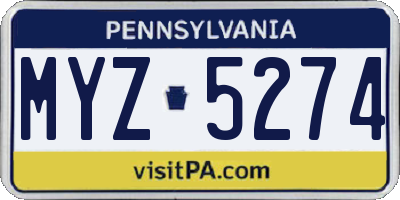 PA license plate MYZ5274