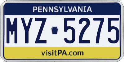 PA license plate MYZ5275