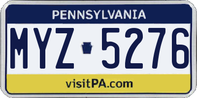 PA license plate MYZ5276