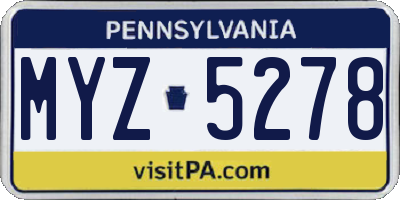 PA license plate MYZ5278