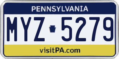 PA license plate MYZ5279