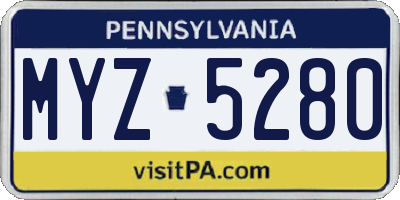 PA license plate MYZ5280