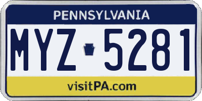PA license plate MYZ5281
