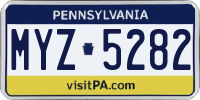 PA license plate MYZ5282