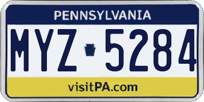 PA license plate MYZ5284