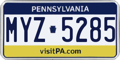 PA license plate MYZ5285