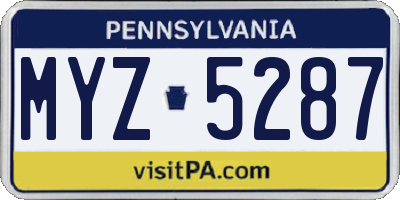 PA license plate MYZ5287