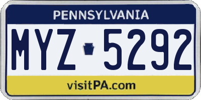 PA license plate MYZ5292