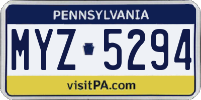 PA license plate MYZ5294