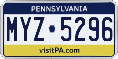 PA license plate MYZ5296