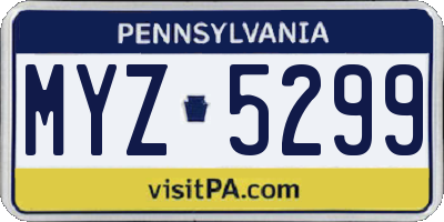 PA license plate MYZ5299