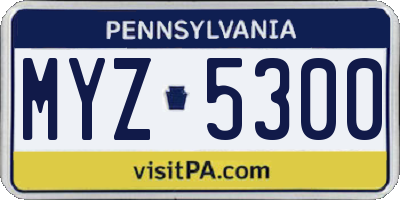 PA license plate MYZ5300
