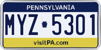 PA license plate MYZ5301