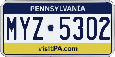 PA license plate MYZ5302
