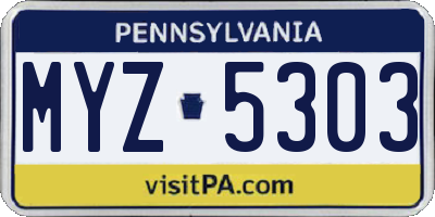 PA license plate MYZ5303