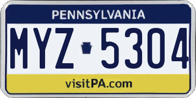 PA license plate MYZ5304