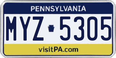 PA license plate MYZ5305