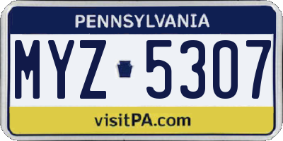 PA license plate MYZ5307