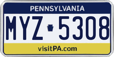 PA license plate MYZ5308