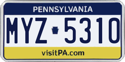 PA license plate MYZ5310
