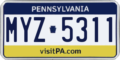 PA license plate MYZ5311