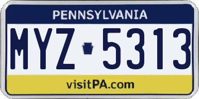 PA license plate MYZ5313