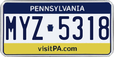 PA license plate MYZ5318