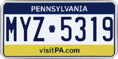 PA license plate MYZ5319