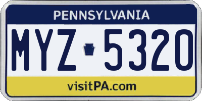 PA license plate MYZ5320