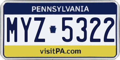 PA license plate MYZ5322