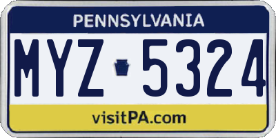 PA license plate MYZ5324