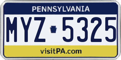 PA license plate MYZ5325