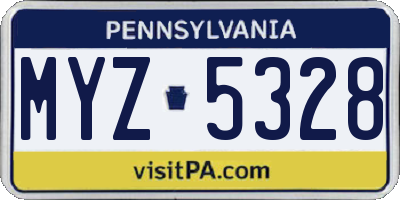 PA license plate MYZ5328