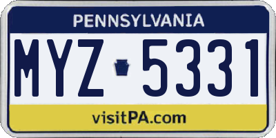 PA license plate MYZ5331