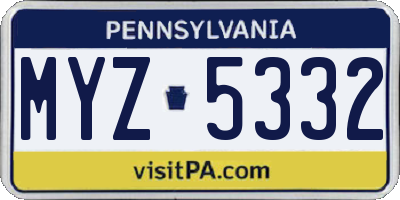 PA license plate MYZ5332