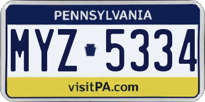 PA license plate MYZ5334