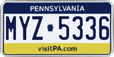 PA license plate MYZ5336