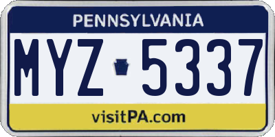 PA license plate MYZ5337