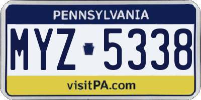 PA license plate MYZ5338