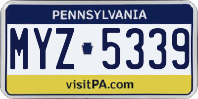 PA license plate MYZ5339