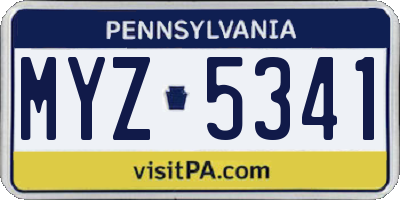 PA license plate MYZ5341