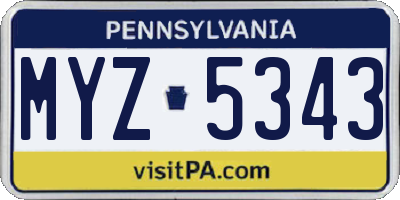 PA license plate MYZ5343