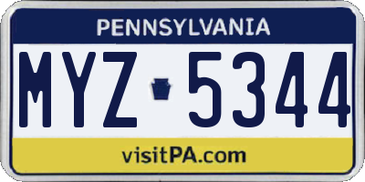 PA license plate MYZ5344