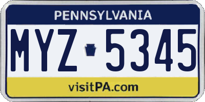 PA license plate MYZ5345