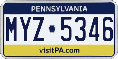 PA license plate MYZ5346