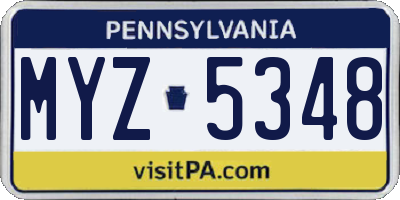 PA license plate MYZ5348