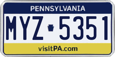 PA license plate MYZ5351